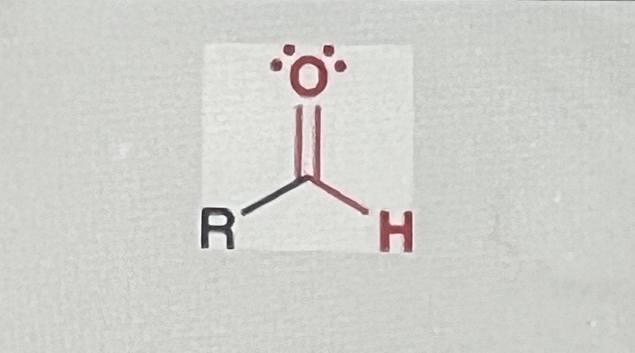 <p>(R=alkyl)</p><p>-one R-group MUST be hydrogen but both R-groups can be hydrogen, or if one R-group is hydrogen the other must be alkyl</p>