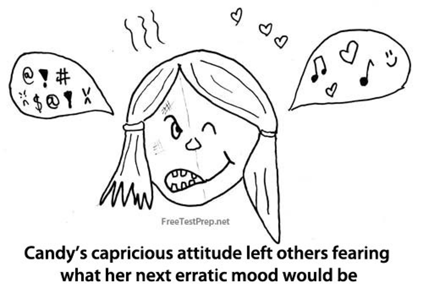 <p>whimsical; unpredictable</p>