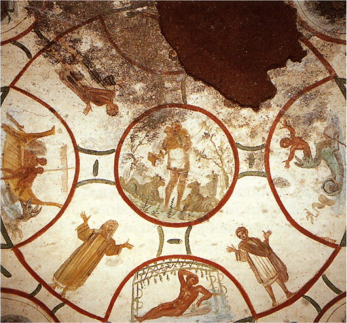 <p><span style="background-color: transparent;"><strong>Good Shepard&nbsp;</strong></span></p><p><span style="background-color: transparent;"><strong>Catacombs of saints</strong></span></p><p><span style="background-color: transparent;"><strong>Peter and marcellinus</strong></span></p><p><span style="background-color: transparent;"><strong>Rome</strong></span></p><p><span style="background-color: transparent;"><strong>4th century</strong></span></p>