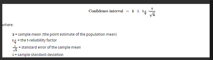 We use the t-Distribution.

Remember that we need to use the table for the T-Distribution and to calculate the reliability factor we need: degrees of freedom and level of significance/2 (for both tails)