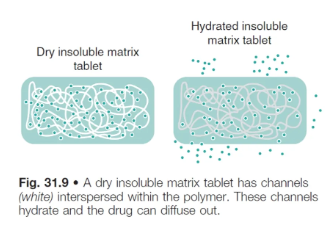 <ul><li><p>pore size</p></li><li><p>no. of pores</p></li><li><p>tortuosity (twisting path) of the matrix</p><ul><li><p>pore forming agents can be added to increase tortuosity and facilitate drug release</p></li></ul></li></ul><p></p>