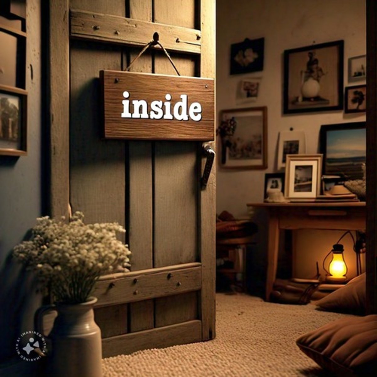 <p>in / inside</p>