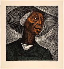 <p>Elizabeth Catlett (1915-2012) Sharecropper, 1968, color linoleum cut on paper, private collection</p>