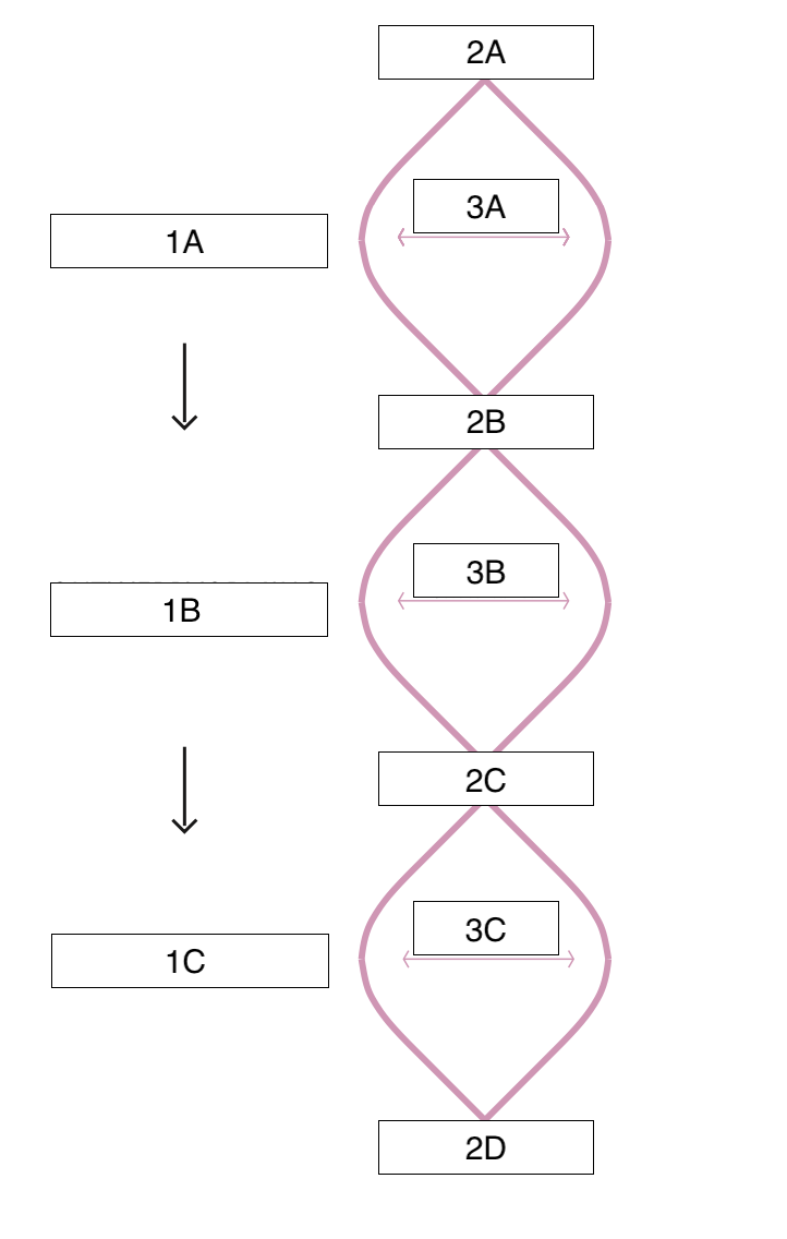 <p>vul het model van triple diamond aan.</p>