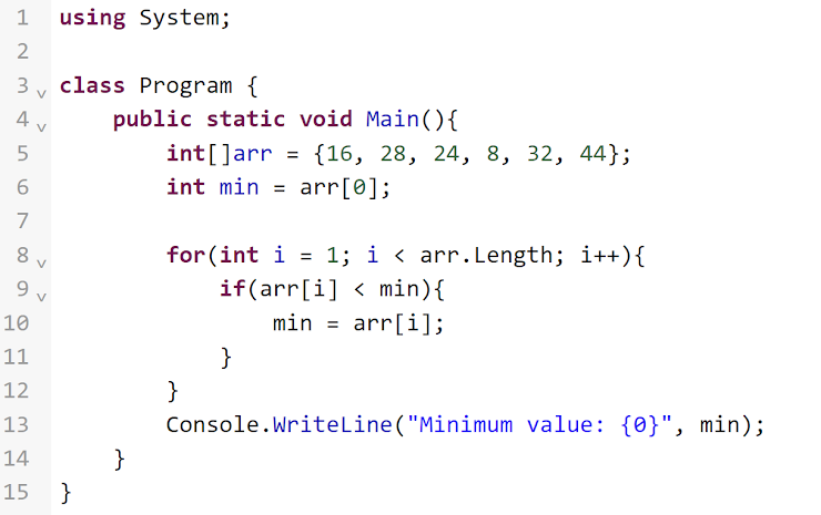 <p><br>What will be the value of <strong>min</strong>&nbsp;if <strong>i </strong>is 2?</p>