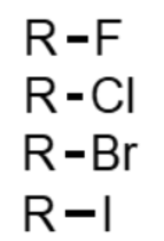 <p>What functional group is this (R-X)?</p>