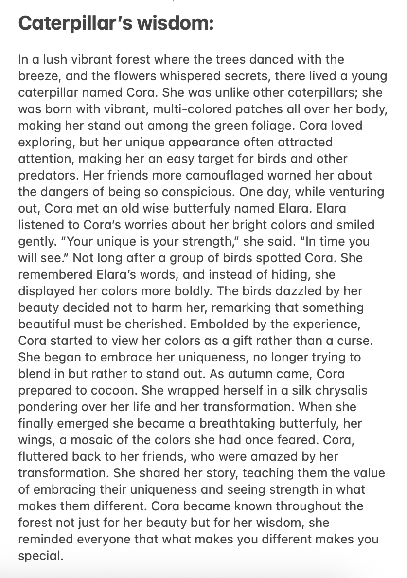 <p>What did the characters learn?</p>