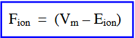 <p>force driving ion movement</p>