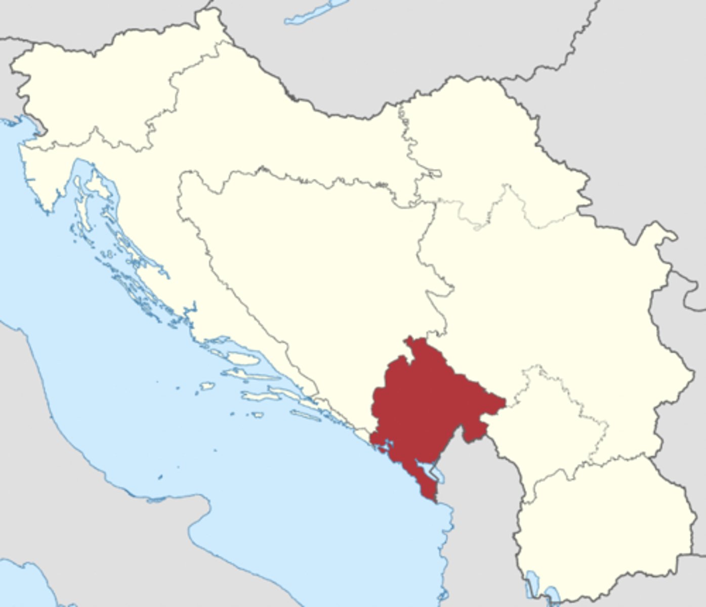 <p>To the southeast of Serbia, bordering Serbia and Bosnia &amp; Herzegovina.</p>