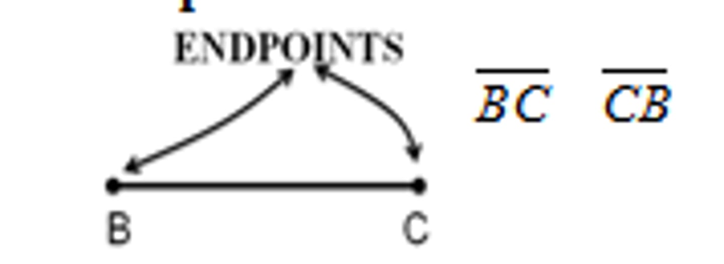 <p>Two endpoints with capital letters and "—" above it</p>