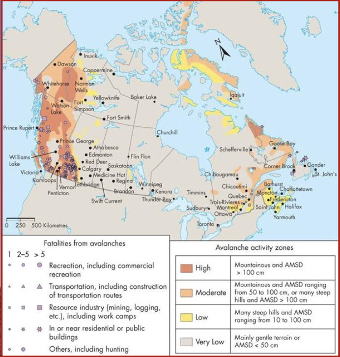 In North America, deep snowpacks are most common in the Rocky Mountains 