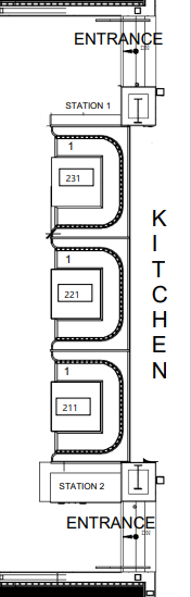 <p>231-221-211 ( seat 1 on left) </p>