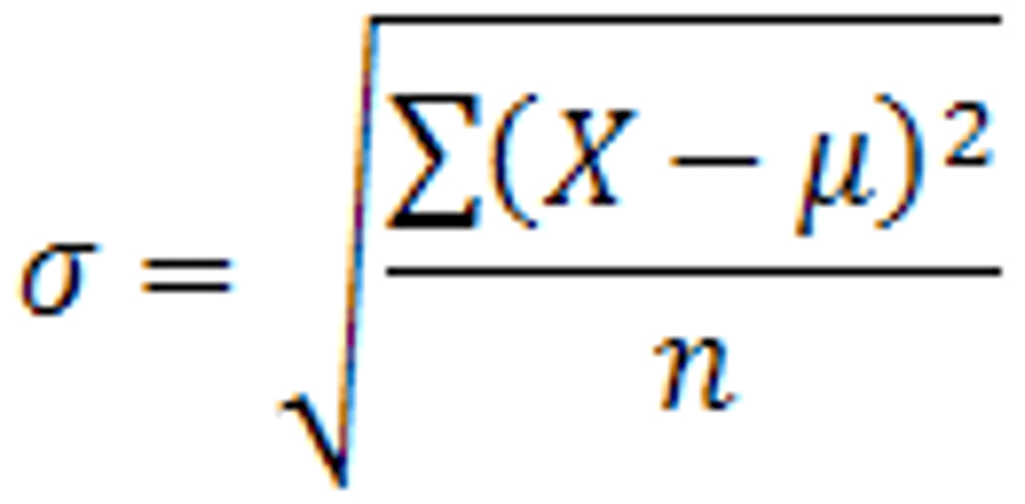 <p>a measure of variability that describes an average distance of every score from the mean; Variance of the dataset, but in the context of the original measurement scale.</p>