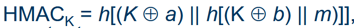 <ul><li><p>Hash-based Message Authentication Code</p></li><li><p>Includes padding constants (a, b) to <span style="color: yellow">prevent Length Extension Attacks</span>.</p></li></ul><p></p>