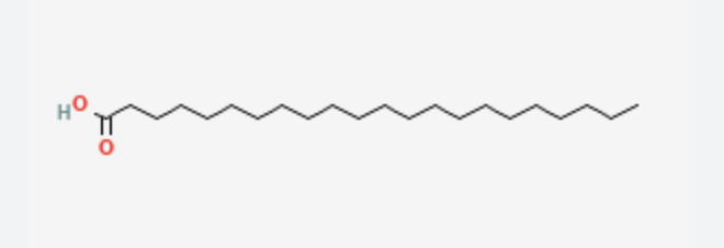 <p>22 carbons, no double bonds</p><p>saturated fatty acid</p><p>n-docosanoate</p>