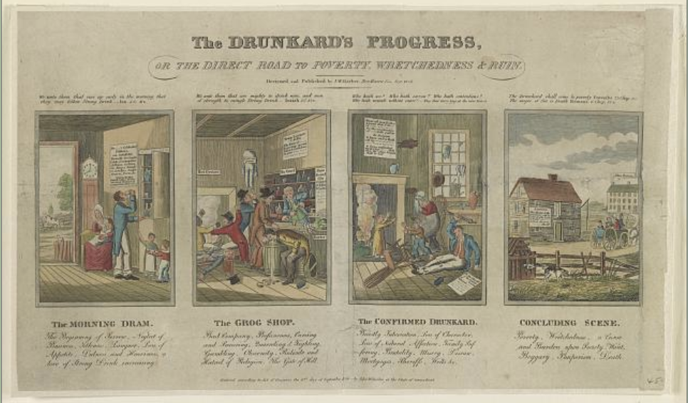 <p><span style="background-color: transparent;"><strong><span>Temperance movement cartoon: The Drunkard’s Progress, 1826</span></strong></span></p>