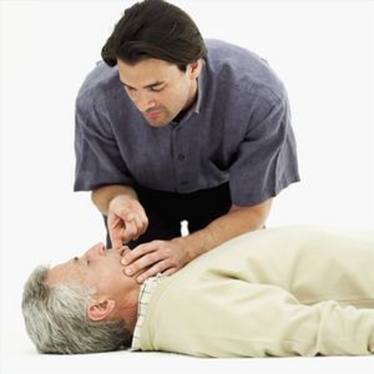 <p>tilt head farther back, give 2 rescue breaths, if chest does not rise, give 30 chest compressions; look for an object and remove it if seen; try 2 rescue breaths; continue these steps if breath does NOT go in. If breaths DO go in, check for signs of life and give care.</p>