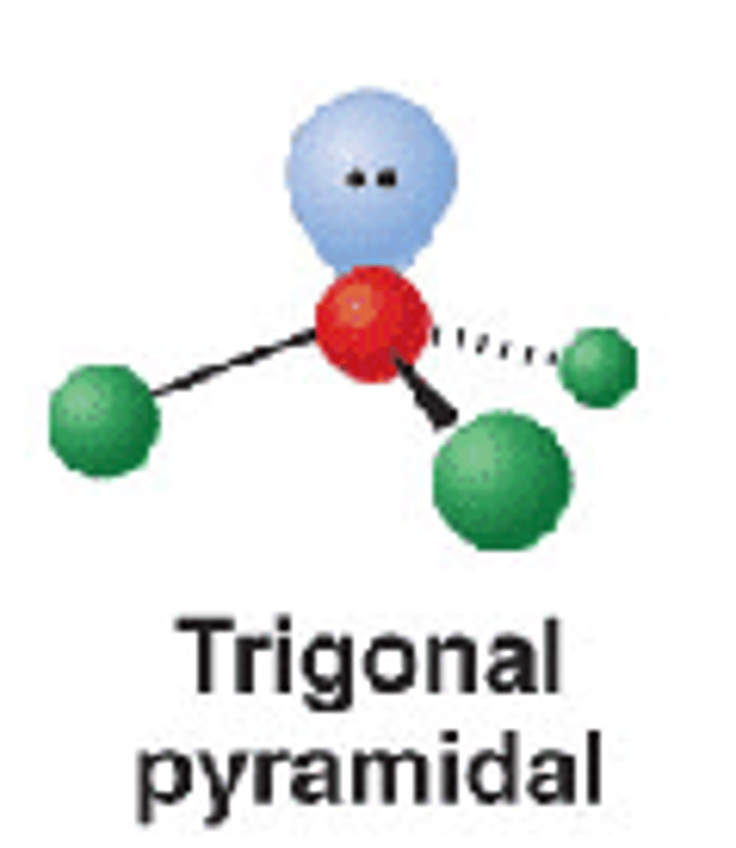 <p>Trigonal pyramidal, 107 °</p>