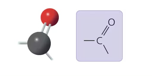<ul><li><p>compound name: ketone/aldehyde</p></li><li><p>properties: acid (tends to ionize), source of H+ ions</p></li><li><p>examples: acetone, propanol, sugars</p></li></ul>