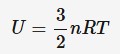 <p>Because there is no intermolecular forces between particles in an ideal gas, all of the internal energy must by kinetic. Internal energy is based on temperature but joules and temp are not even so we must use a physical constant to convert between the two. It being (3/2)kB</p><ul><li><p>N = number of particles</p></li><li><p>kB = Boltzmann constant</p></li><li><p>T = absolute temperature (K)</p></li><li><p>n = amount of substance (mol)</p></li><li><p>R = gas constant</p></li></ul><p></p>