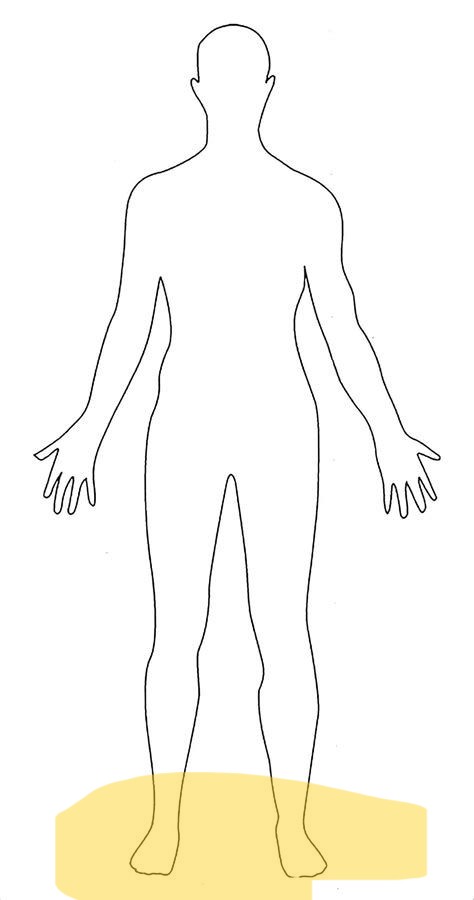 <p> a postion below. or lower than another part of the body (ex: feet becuase they are lower then the Hands.)</p>