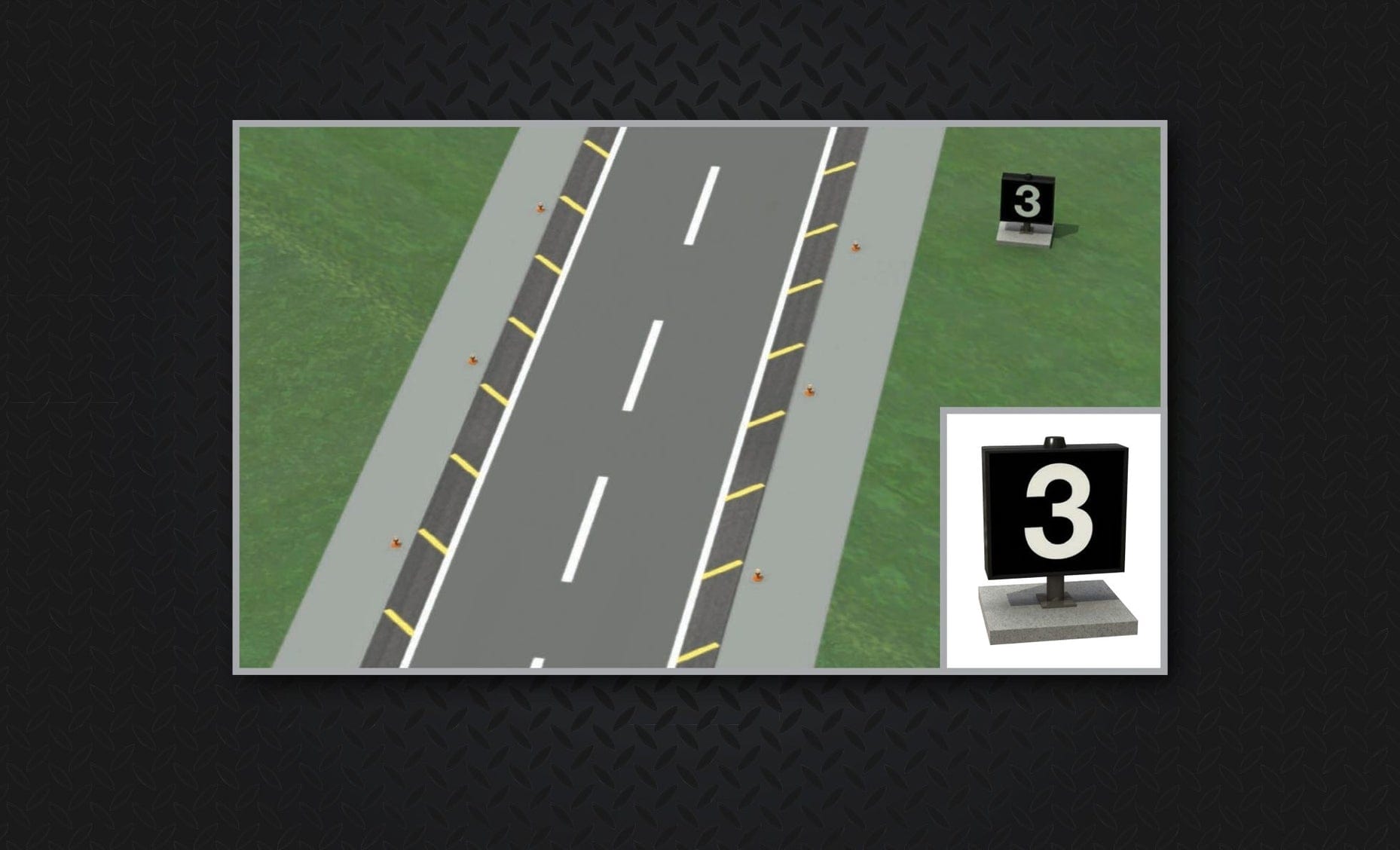 <ul><li><p>Indicates the distance (in thousands of feet) of landing runway remaining</p></li><li><p>Colour:</p><ul><li><p>Background = black</p></li><li><p>Numerical inscription = white</p></li></ul></li></ul><ul><li><p>Example: 2 = 2000 ft of runway remaining </p></li></ul><p></p>