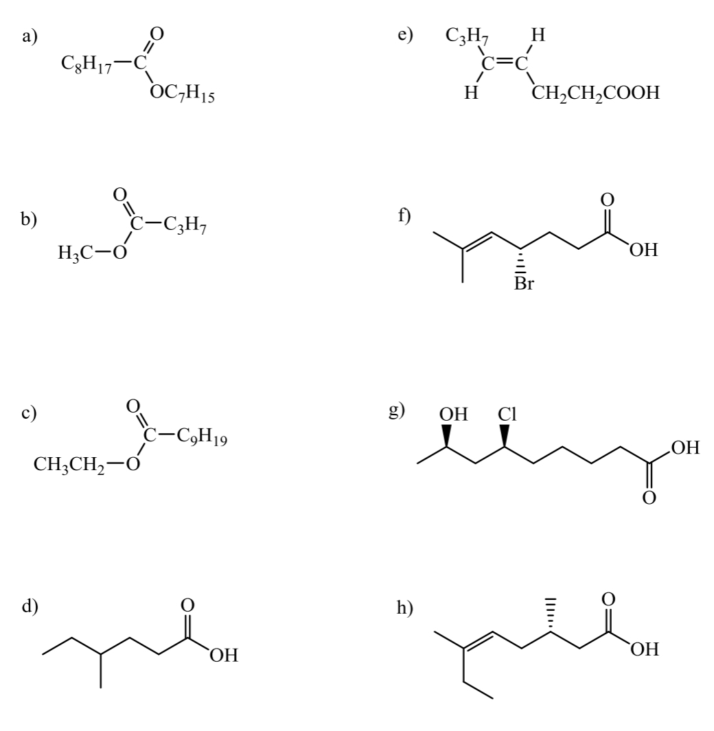 <p>give the IUPAC names for each of the following</p>