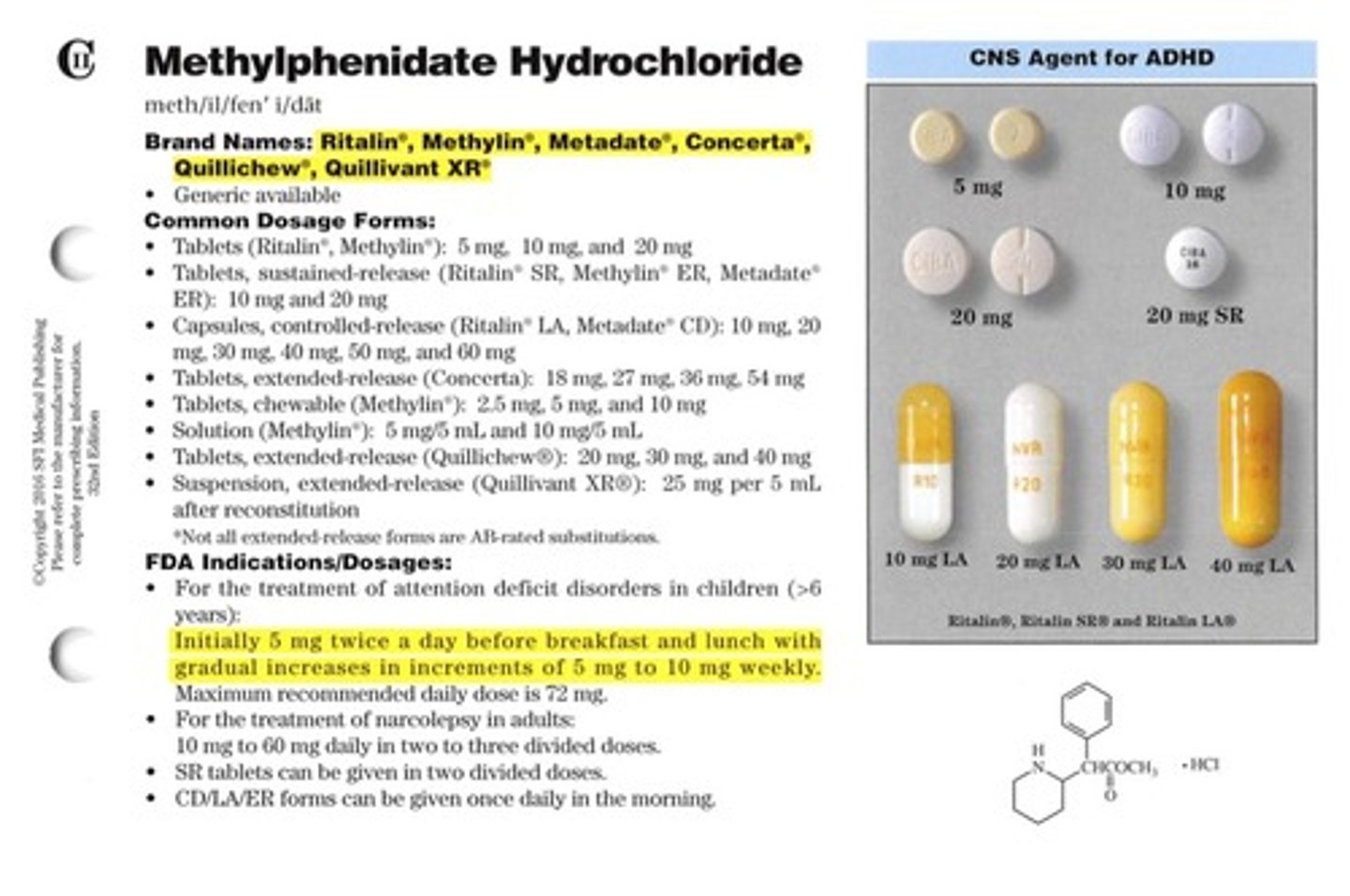 <p>Methylphenidate</p><p>CNS Stimulate</p><p>ADD, ADHD, Narcolepsy</p><p>C-II</p>
