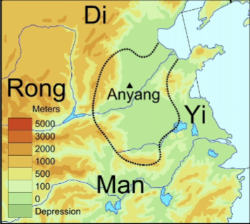 <ul><li><p>capital of Shang dynasty (16th century - 1040s BCE)</p></li><li><p>oracle bones, sacrifices, tombs</p></li></ul><p></p>