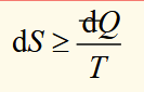 <p>for an infinitesimal irreversible process in an isolated process, the change in entropy is greater than the differential of heat divided by temperature at which heat is supplied.</p>