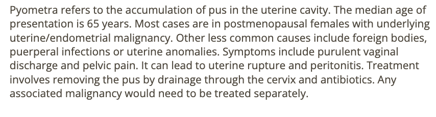 <p>c) 70 yo w/uterine adenocarinoma</p>