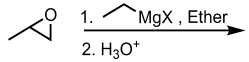 <p>Addition of a Grignard Reagent to an Epoxide (adds to the less subs. side)</p>