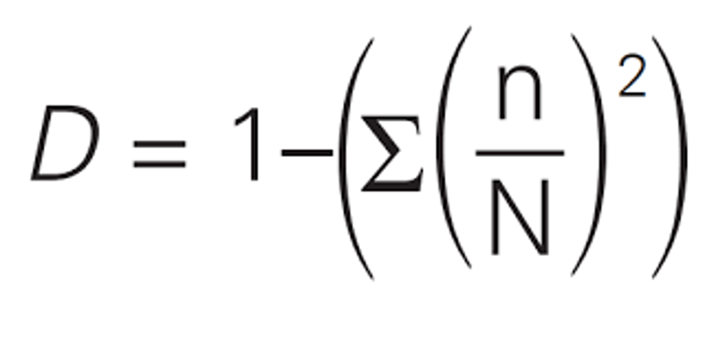 <p>Divide all species by total number then add all the results together. Then minus one.</p>
