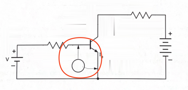 <p>Voltage drop across base-emitter leads</p>