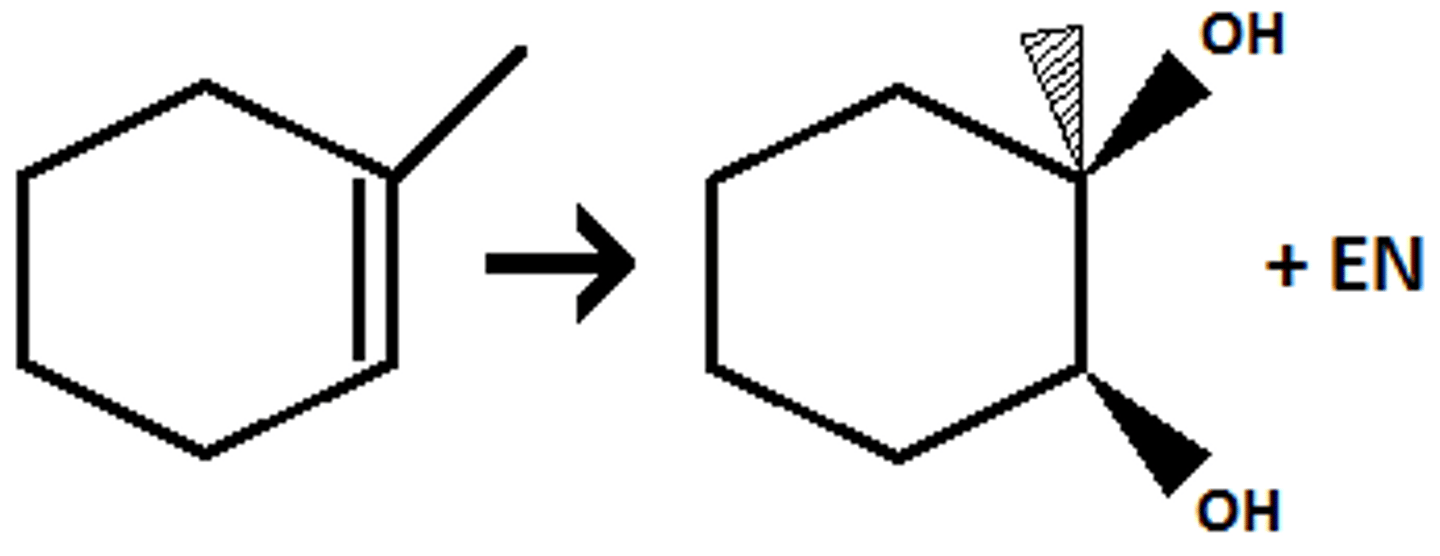 <p>1,2-diol</p><p>syn addition (cis)</p>
