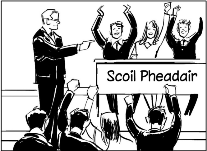 <p>Bhuaigh scoil Pheadair an díospóireacht</p><p>An Slua Gartha</p>