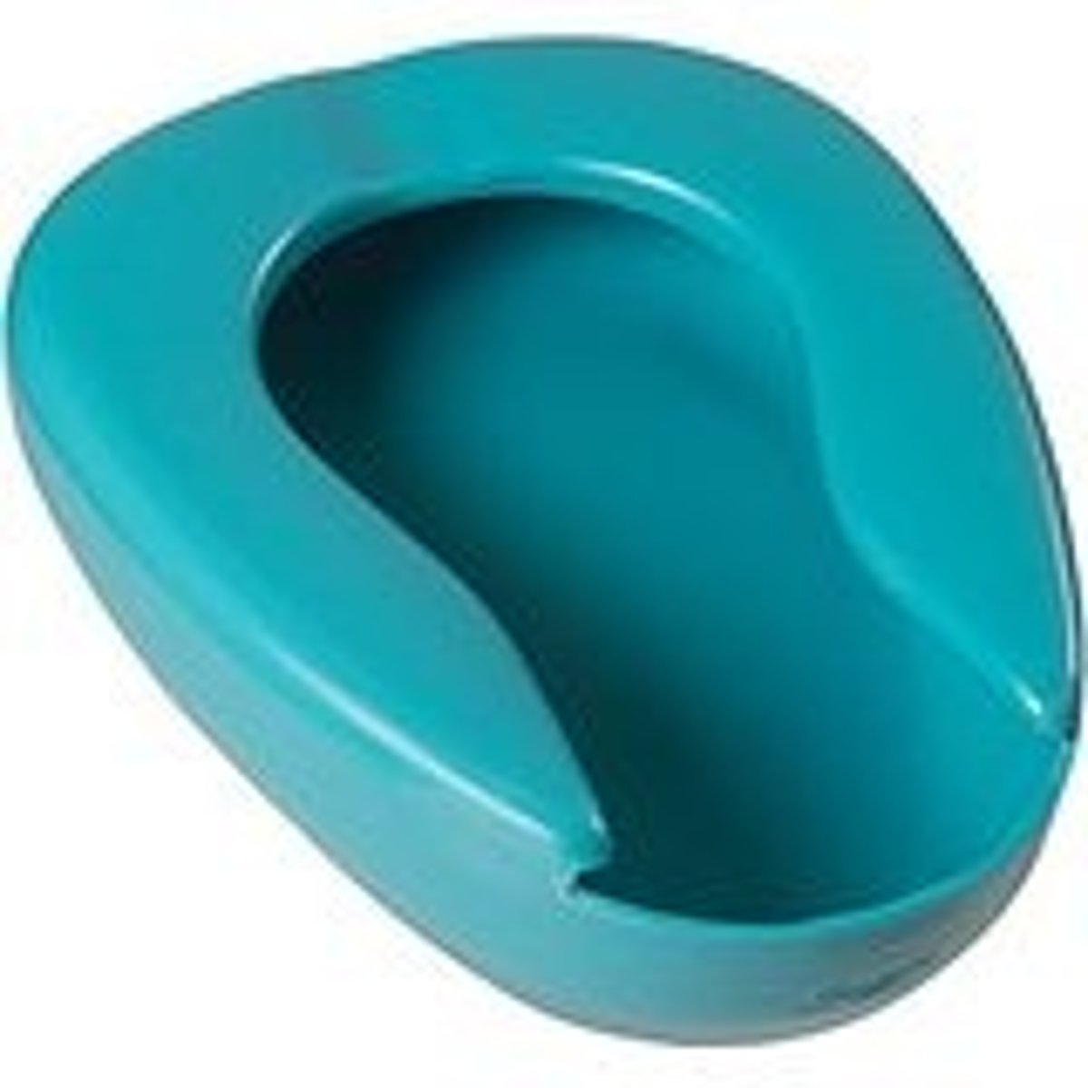 <p>Made of metal or hard plastic, has a curved upper end and a sharp-edged lower end and is about 2 inches deep</p>