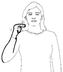 <p>Hold the &quot;N&quot; hand at the side of your face and rotate it (or shake it) a few times</p>