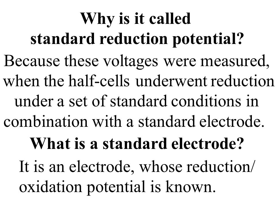<p>standard reduction potential </p>