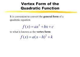 A quadratic function in the form f(x)=a(x-h)^2+k