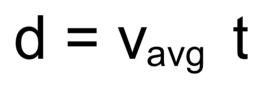 <p>d → displacement</p><p>v<sub>avg</sub> → average velocity</p><p>t → time</p>