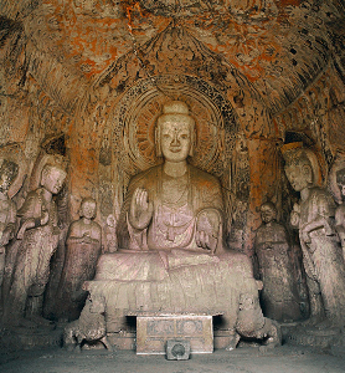 <p>Date: completed 523 CE</p><p>Location: Binyang Chapel, Longmen Grottoes,</p><p>Luoyang, Henan province, China.</p><p>Stylistic Period: Northern Wei dynasty, China.</p><p>Medium: Limestone</p><p>Height: 21'2" (6.45 m)</p>