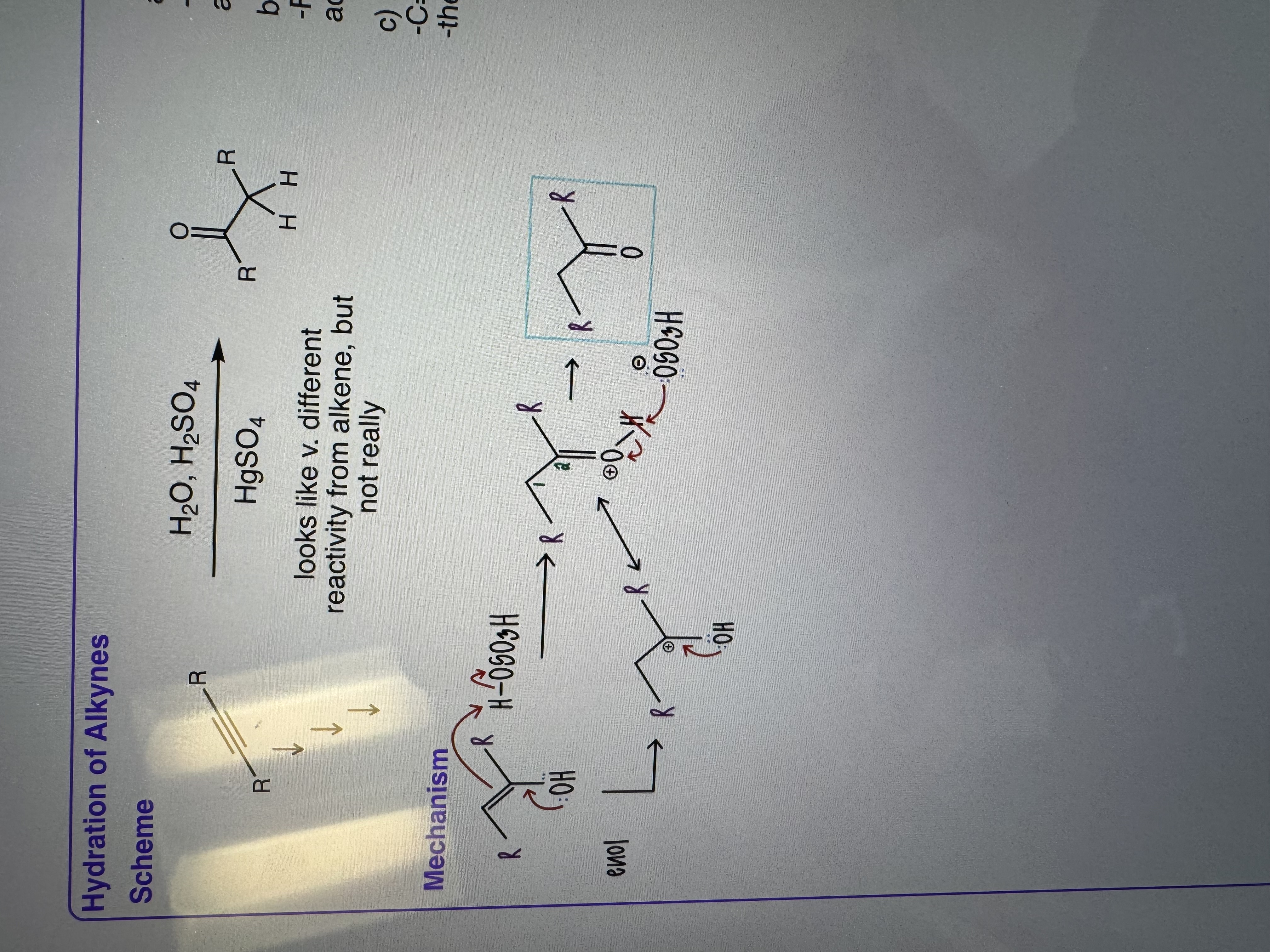 <p>Hydration of Alkynes </p>
