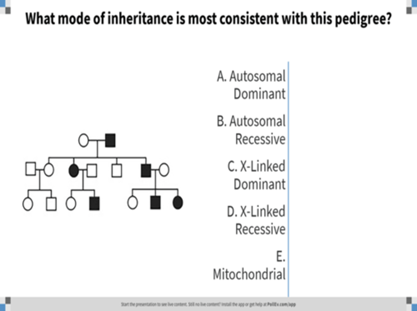 <p>Identify the pattern of inheritance:</p>