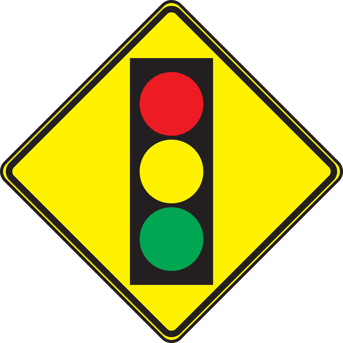 There is a traffic light at the next intersection.