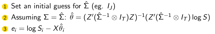 <p>What is the fourth step of the FGLS Algorithm?&nbsp;</p>