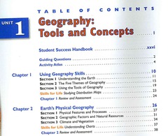 An ordered list of the topics in a document, along with the page numbers on which they are found; usually located at the beginning of a long document