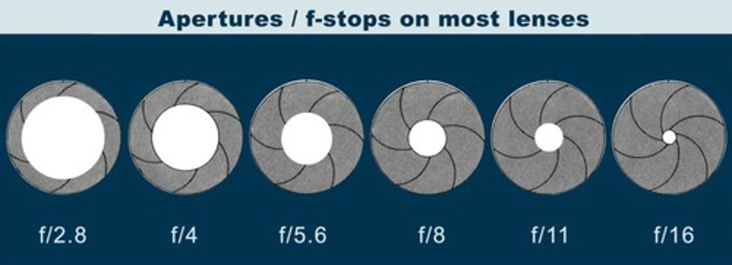 <p>A camera setting that determines the amount of light passing through the lens by controlling the size of the iris.</p>