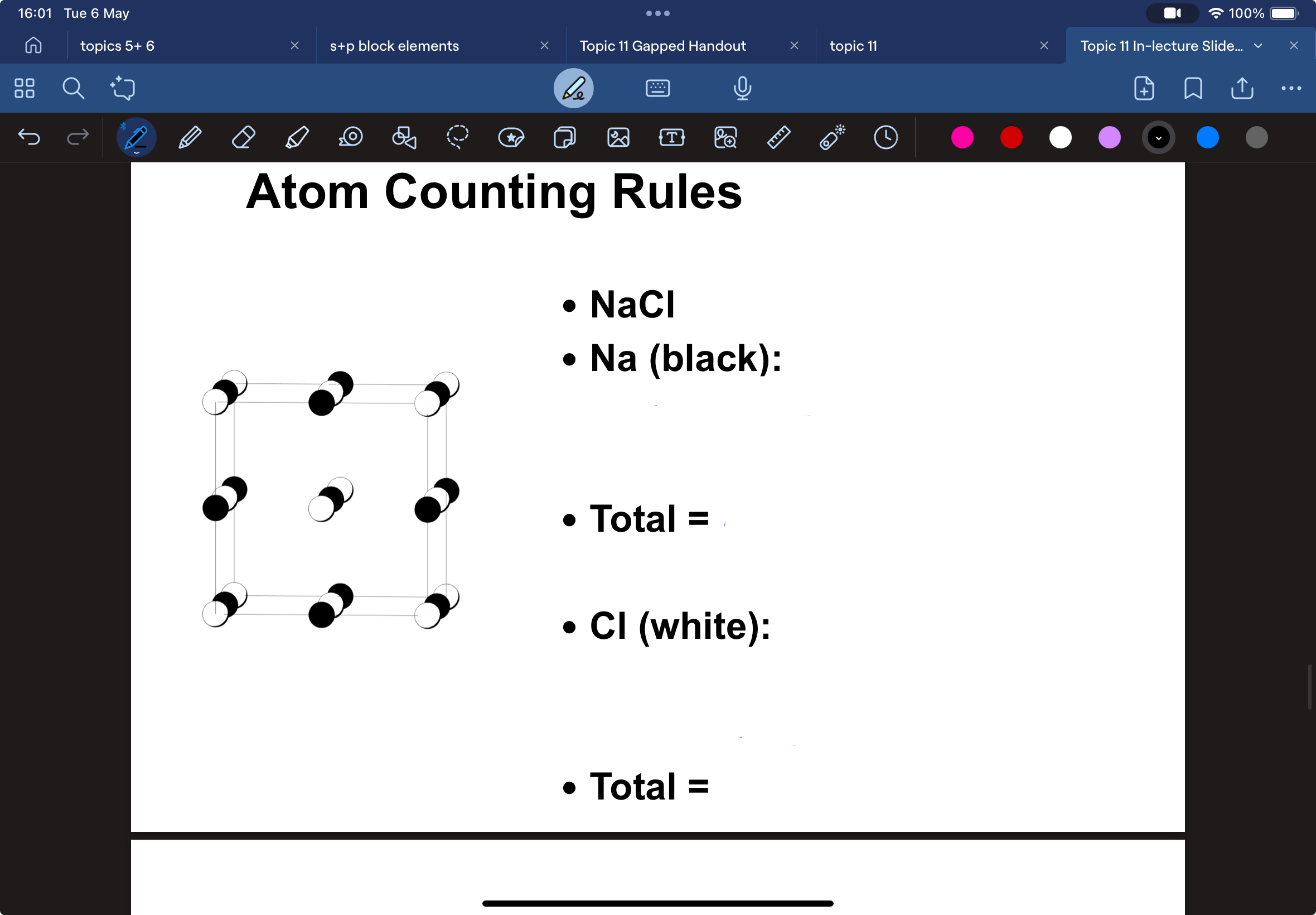 <p>count the atoms of Na and Cl in NaCl</p>