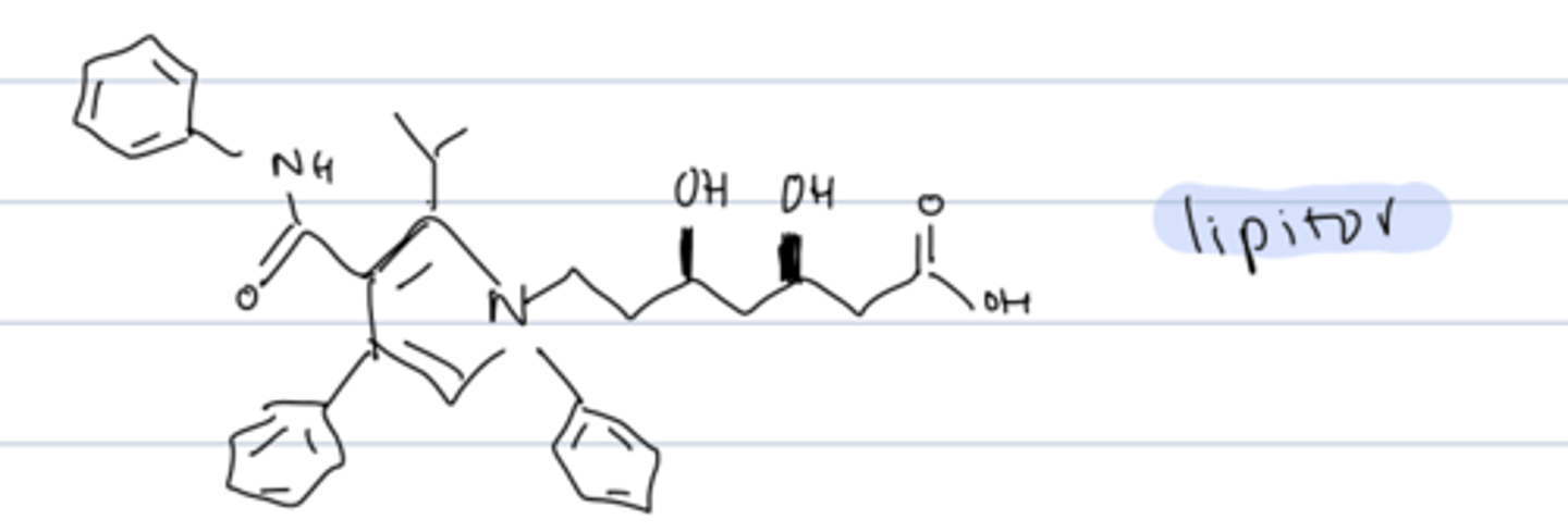 <p>at least one aromatic ring</p><p>ex) lipitor</p>